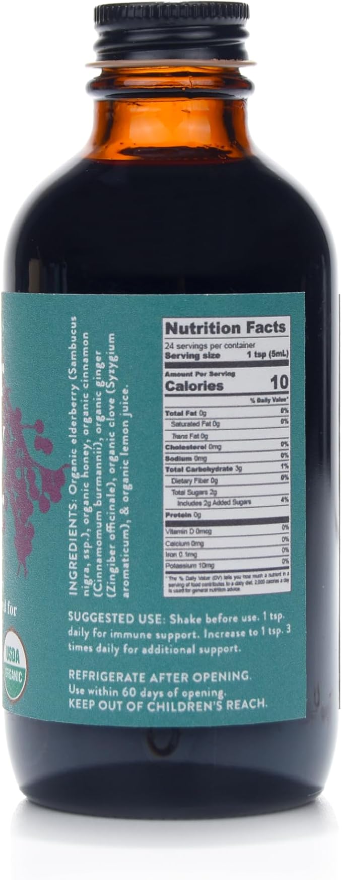 Elderberry Elixir – Immune Support for Adults & Kids – Certified Organic, Farm-Fresh Elderberry Syrup – Made in The USA (4 oz)