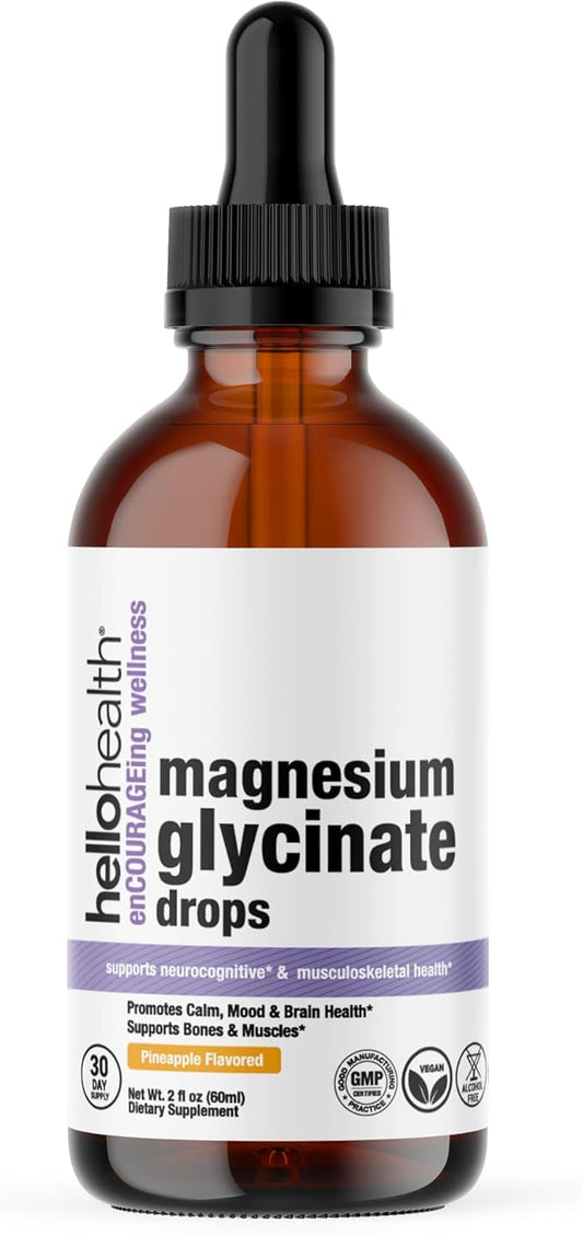 Magnesium Glycinate Liquid Magnesium Supplement Women, Men & Kids – Bisglycinate 100 mg for Natural Calm, Muscle Recovery – Liquid Vitamins, 30 Days Pineapple Flavor
