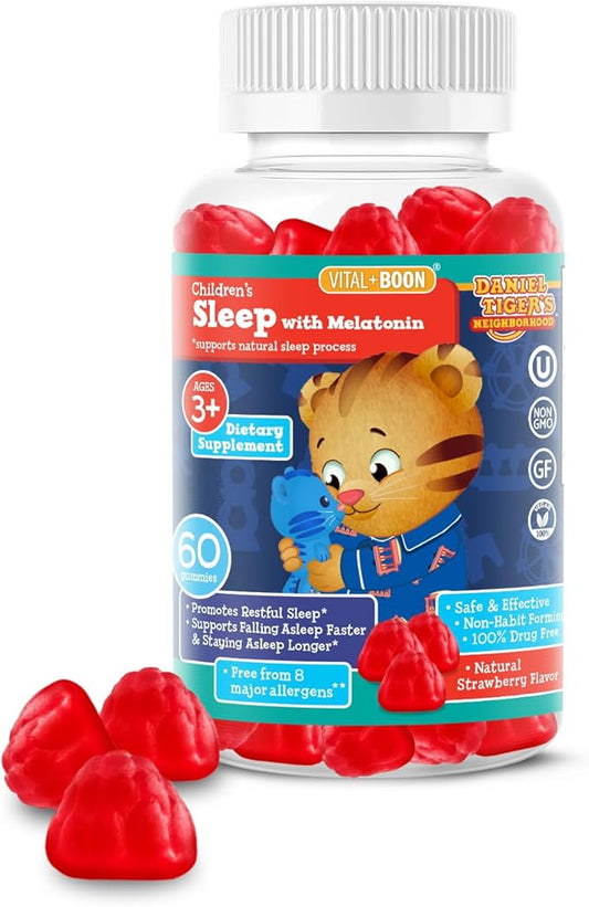 Daniel Tiger - Kids Melatonin Gummies for Children Ages 3 & Up (60 Count) Sleep Gummies for Kids Supports Natural Sleep Non Habit Forming - Vegan, Non GMO Gluten Free Gummy