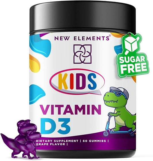 Vitamin D3 Gummies 2000 IU for Kids Sugar Free | Natural Vitamin D Chewable Gummy Supplement for Healthy Bones, Mood, & Immune Support | Vegan, Gluten-Free, Non-GMO, Natural Grape Flavor