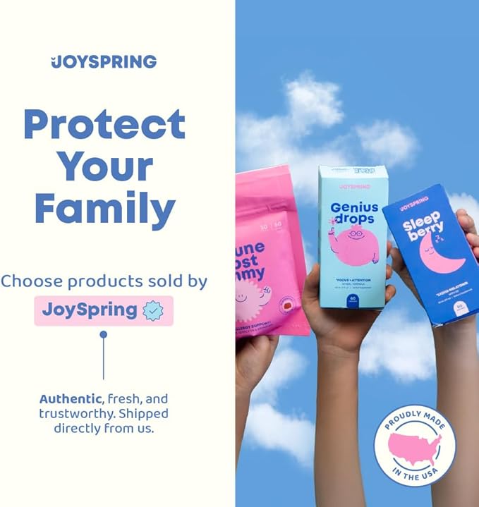 JoySpring Broccoli Supplement for Kids | Sulforaphane & Bacopa Monnieri Drops | Supports Cognitive Function | Vegan & Kid-Friendly