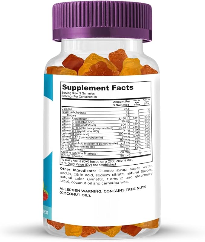 Halal Vitamins Kids Formula Multivitamin Gummies by Mina Vitamins: Vitamin A, C, D, E, B6, B12 - Great Tasting Natural Fruit Flavors - Made in USA, Halal Vitamins (90 Count)