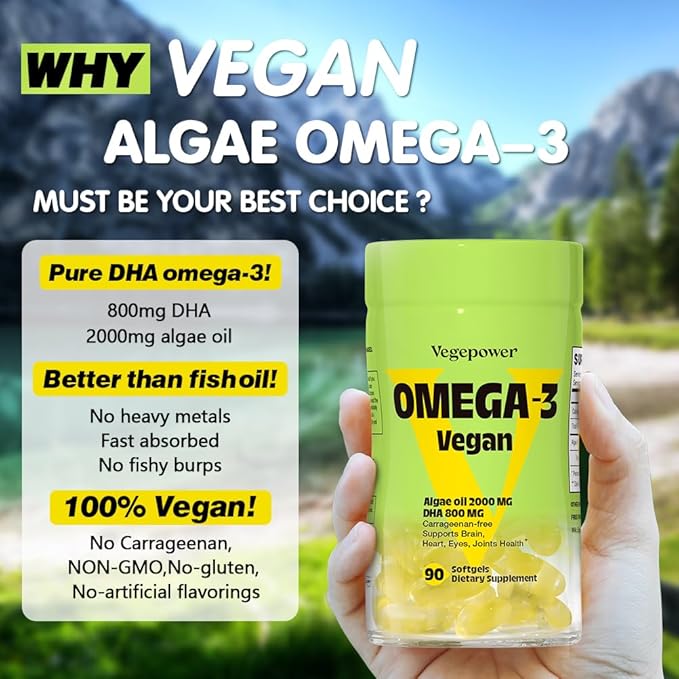 Vegan Iron Gummies + Vegan Algae Omega-3 DHA - Best Vitamin Supplement for Women & Men, Non-GMO, Gluten-Free