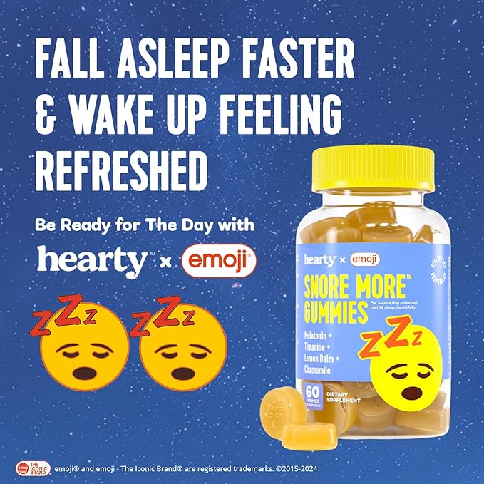 HEARTY Sleep Gummies for Kids & Adults, Children Melatonin Gummies with L-Theanine & Chamomile for Sleeping, Natural Sleep Supplement, Melatonin 1 mg Chewable Gummy for Kid 4+ & Adult, 60 Count