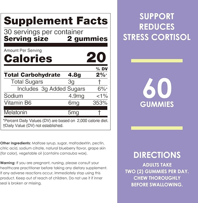Nature's Key Melatonin Gummies for Kids & Adults, 5mg Dose Gummy with Vitamin B6, Non-GMO,Gluten-Free-Natural Blueberry Flavor 60 Count