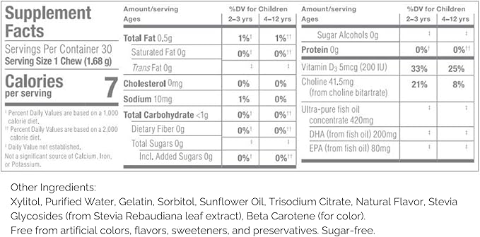 Nu Skin Pharmanex Kids Mighty Minds | 30 Soft Chews | Kids' Vitamins with Omega 3 Fish Oil, D3, EPA & DHA | Supports Mental Focus & Memory | Sugar Free w/Xylitol & Choline | Children's Vitamins
