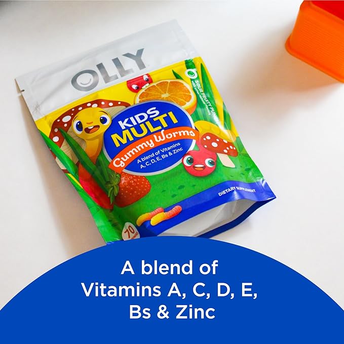 OLLY Adult Multivitamin with Probiotics & Kids Multivitamin Gummy Worms, 35 & 45 Day Supply
