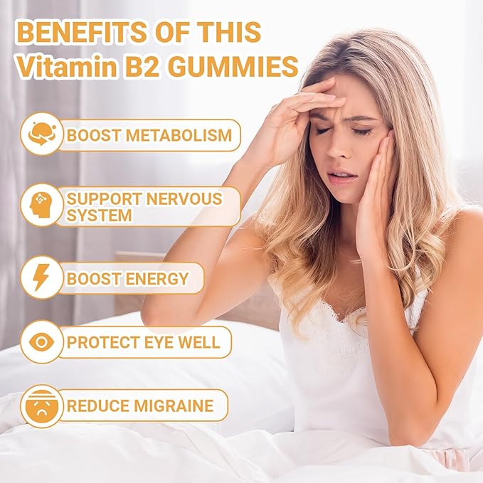 Vitamin B2 Gummies - Riboflavin 400mg Supplement for Kids & Adults - B2 Vitamins Gummy with Magnesium, CoQ10