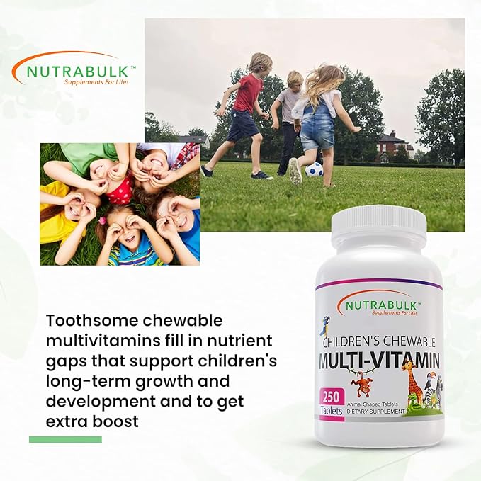 Children’s Chewable Multi-Vitamins - Promoting Kids' Overall Development - USA-Made, May Help to Support Immune, Bone, Brain & Overall Well Being- Vegan & Gluten Free - 250 Cherry Tablets