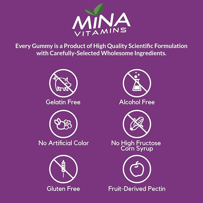 Halal Vitamins Kids Formula Multivitamin Gummies by Mina Vitamins: Vitamin A, C, D, E, B6, B12 - Great Tasting Natural Fruit Flavors - Made in USA, Halal Vitamins (90 Count)