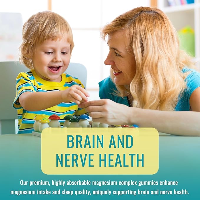Magnesium Complex Gummies- Calm Chewable Gummies for Kids & Adults- Magnesium Glycinate, Taurate, Citrate, Malate, Supplement-Support Calm Stress Relief, Bone, Muscle, Mood Vegan, 60 Gummies