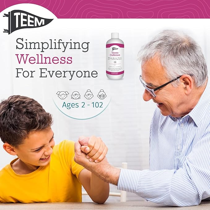 Teem Defense Liquid Probiotic with Elderberry, Whole Biotic Tonic for Digestion & Immunity, Prebiotic Probiotic & Postbiotic Supplement for Kids and Adults, 30 Day Supply – 16.3 Fl.Oz