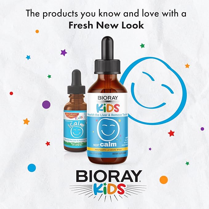 BIORAY Kids NDF Calm, Vanilla - 2 fl oz - Nourish The Liver & Remove Toxins - Non-GMO, Vegan, Gluten Free - 1-2 Month Supply