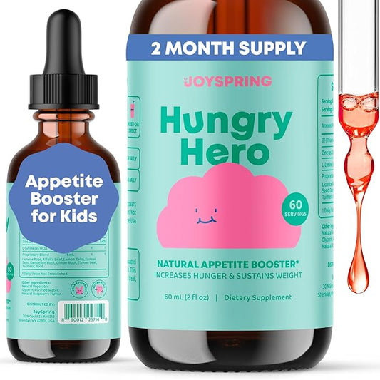 JoySpring Appetite Booster for Kids | Natural Weight Gain with L-Lysine & B Vitamins | Toddler Appetite Booster | Supports Healthy Growth & Development | 2oz Liquid