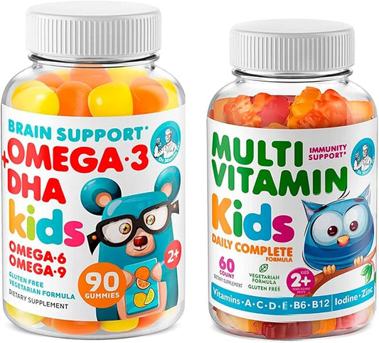 DR. MORITZ Kids Omega 3 Gummies (90 Count) and Kids Multivitamin Gummies Bundle (60 Count,) - for Children’s Immune Support and Overall Health