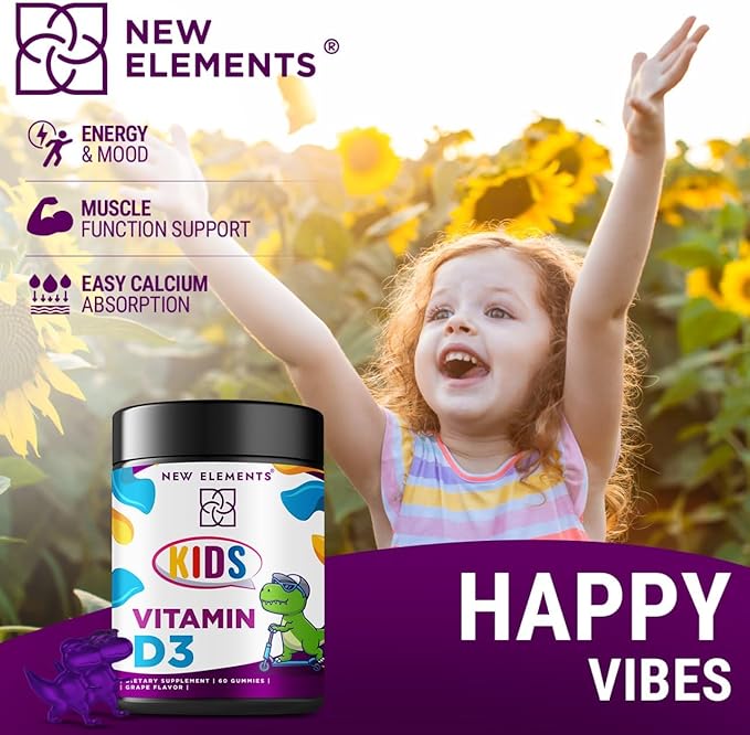 Vitamin D3 Gummies 2000 IU for Kids Sugar Free | Natural Vitamin D Chewable Gummy Supplement for Healthy Bones, Mood, & Immune Support | Vegan, Gluten-Free, Non-GMO, Natural Grape Flavor
