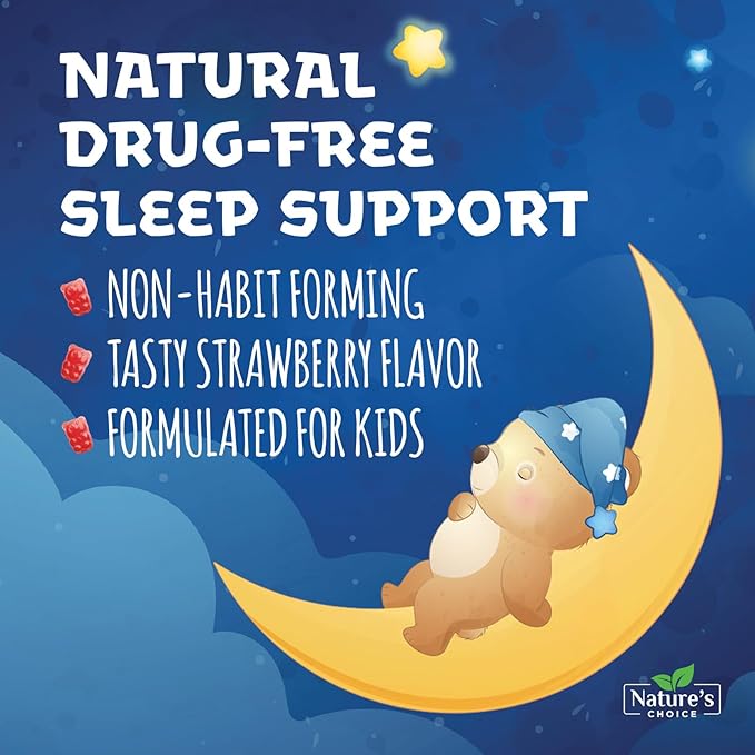Kids Melatonin Gummy 1mg, Sleep Gummies for Children Ages 4 and Up, Non-Habit Forming Sleep Supplements, Chewable Supplement for Restful Sleep Support, Natural Berry-Flavored - 60 Gummies