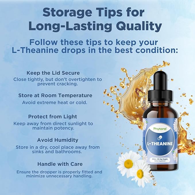 Phytoral Potent L-Theanine Liquid Drops - High Absorption L-Theanine for Kids & Adults Calm & Relaxation Support - Premium Quality Drops Ideal for Children and Adults Liquid 30 Servings