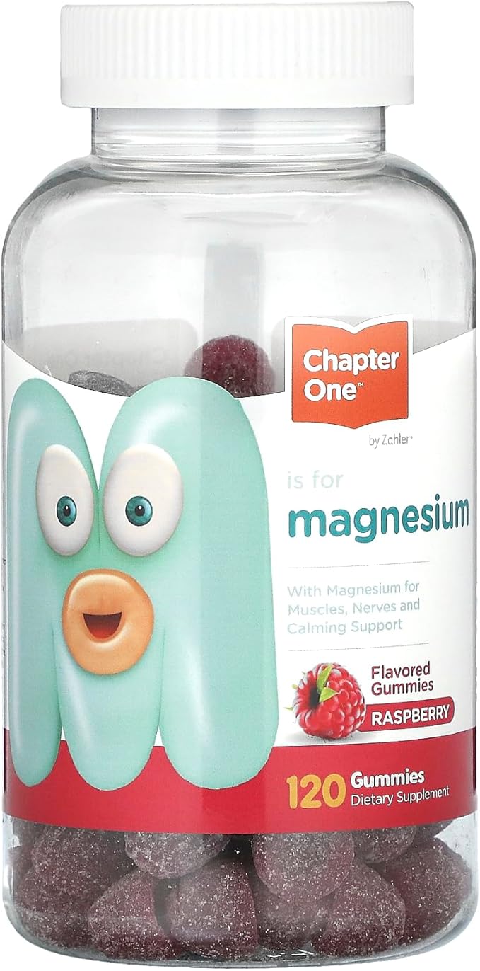 Chapter One Magnesium Gummies for Kids & Adults - Natural Calm Gummies - Calm Magnesium Citrate - Bone and Muscle Function Supplements for Kids & Adults - Mood Support, Kosher Raspberry Flavor (120)