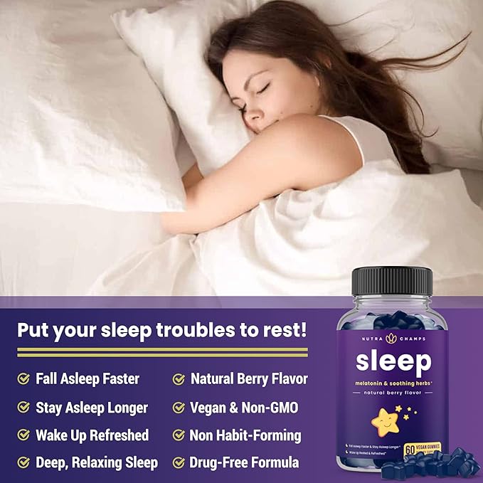 NutraChamps Sleep Gummies for Adults & Kids | Melatonin Gummies with Chamomile, Valerian & L Theanine | Safe & Effective for Kids & Adults | Vegan Childrens Melatonin 3mg, 1.5 mg, or 6mg