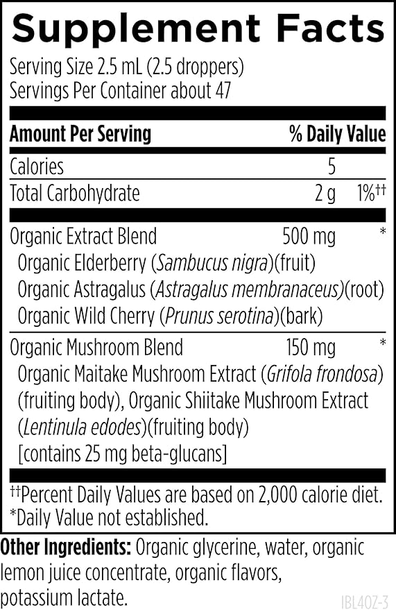 Designs for Health Elderberry Syrup with Wild Cherry Bark - Organic ImmunoBerry Liquid - Astragalus, Shiitake + Maitake Mushroom - Immune Support Supplement for Adults + Kids (118 Servings / 4oz)