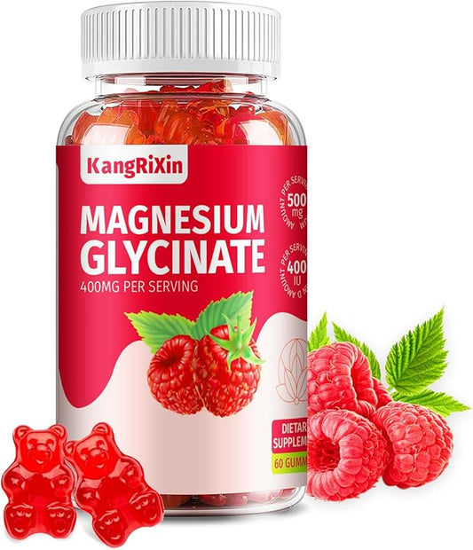 Magnesium Glycinate Gummies - Sugar Free Magnesium Supplements for Adults and Kids, High Absorption with Magnesium Malate Gelatin Free 60 Count (Pack of 1)