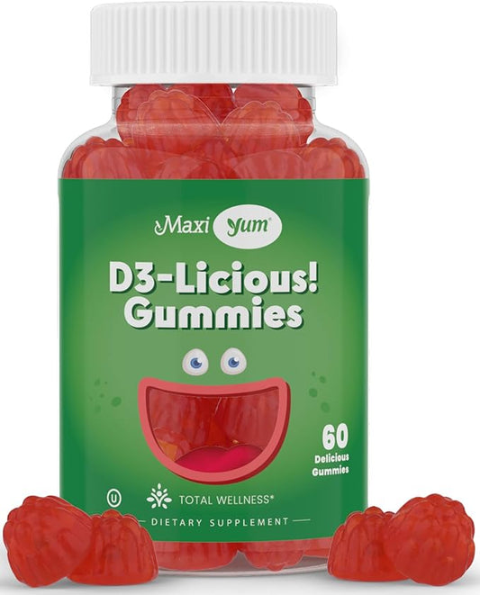 Maxi Health Kosher Vitamin D Gummies 1000 IU (25 mcg) - Vegan, Gluten-Free - Supports Bone, Teeth, Immune Health - for Adults & Kids - Promotes Calcium Absorption - Kosher Gummies for Women & Men