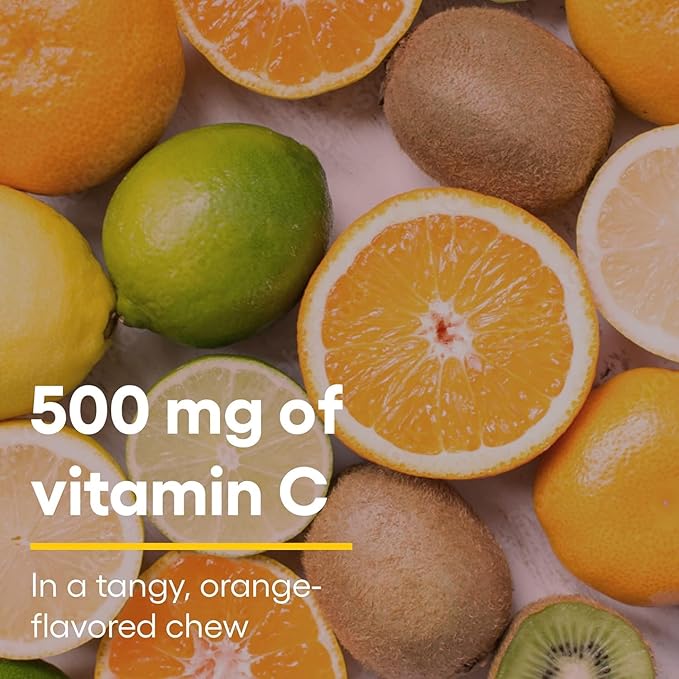 Natural Factors, Kids Chewable Vitamin C 500 mg, Supports Immune Health, Bones, Teeth and Gums, Tangy Orange, 180 Count (Pack of 1)