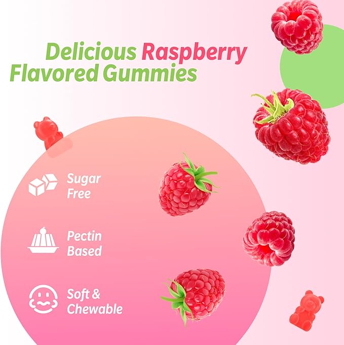 Magnesium Glycinate Gummies, High Absorption Magnesium Glycinate Supplements for Relaxation, Magnesium Chews for Adults and Kids, Raspberry Flavor 120 Count