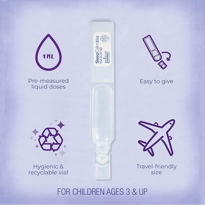 Boiron SleepCalm Kids Liquid Doses Sleep Aid for Deep, Relaxing, Restful Nighttime Sleep - Melatonin-Free and Non Habit-Forming - 15 Count