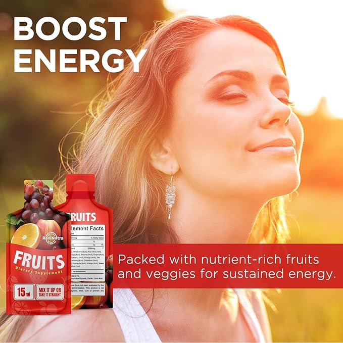 Super Fruit Liquid Juice - 30 Pouches Superfoods Fruits Supplement for Women, Men and Kids - Support Energy, Immunity, Digestion & Metabolism - Vegan, 30 Day Supply
