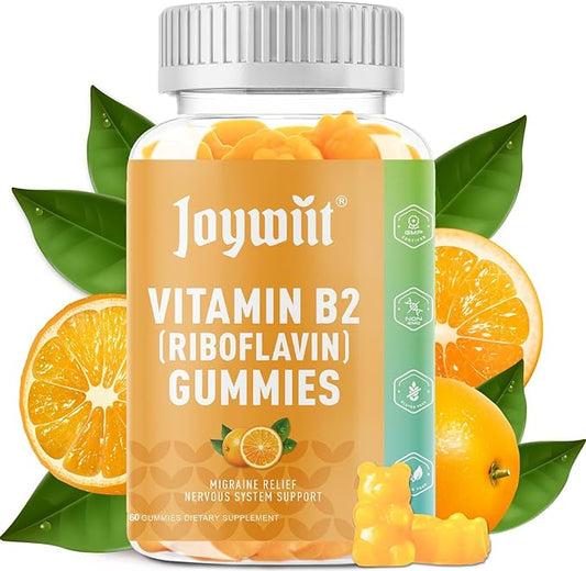 Vitamin B2 Gummies | Riboflavin 400mg | b2 Vitamin 400mg Chewable for Adults and Kids, Migraine Relief & Energy and Nervous System Support, Non GMO, Vegan - 60 Counts