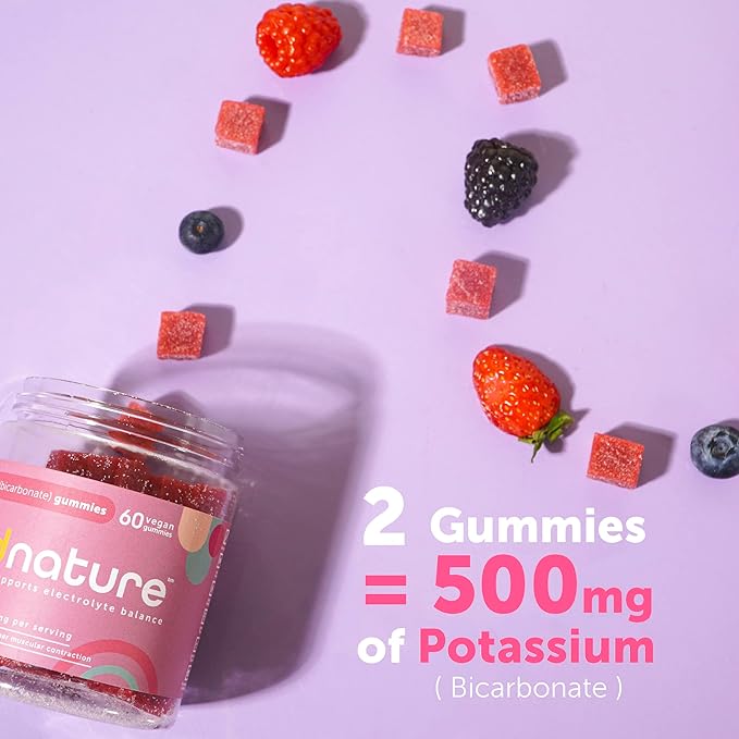 Kind Nature Potassium & Magnesium Gummies for Adults & Kids - Potassium Supplement 500mg & 1000mg Magnesium Citrate & 400mg Magnesium Glycinate Chewable Gummies