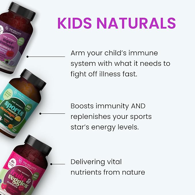 The Wellness Company Kids' Fruit & Veggie Gummy Supplement | 60 Gummies - 1 Month Supply | Delivers Complete Daily Dose of Recommended Fruits and Veggies | Vegan, Non-GMO, Gluten-Free