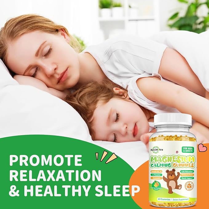 Magnesium Gummies for Kids - Magnesium Glycinate Gummies Supplement with L-Theanine, Vitamin B6, D3 for Adults & Kids, Calm Magnesium for Sleep, Relaxation, Brain, Bones,Sugar Free Pineapple 60ct