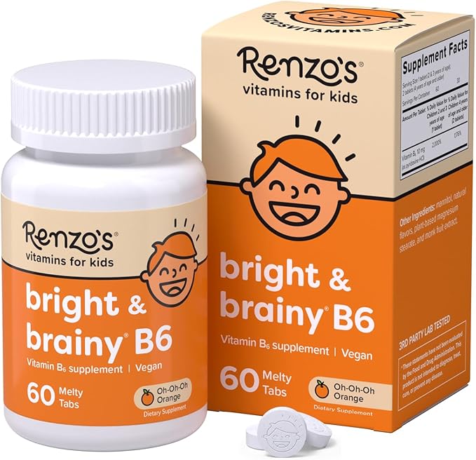 Renzo's Vitamins Mighty Kid Bundle - Iron Supplements for Kids, Vitamin D3 for Kids, and Bright & Brainy Vitamin B6