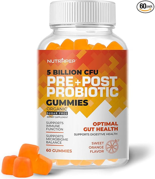 Prebiotic Probiotic & Postbiotic Gummies for Women Men & Kids Children - High Potency 5 Billion CFU - Sugar-Free & Gluten Free