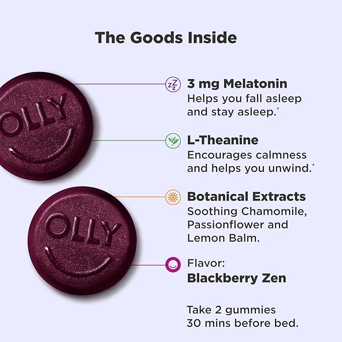 OLLY Sleep & Kids Sleep Gummies, Melatonin, L-Theanine & Botanicals, Adult 70 Count & Child 50 Count