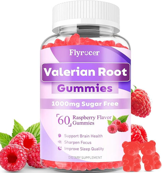 Valerian Root Gummies - Sugar Free Valerian Root Supplement for Adult & Kids, Herbal Supplement for Relaxation, Calming & Zzz, Vegan, Raspberry Flavor, 60 Count