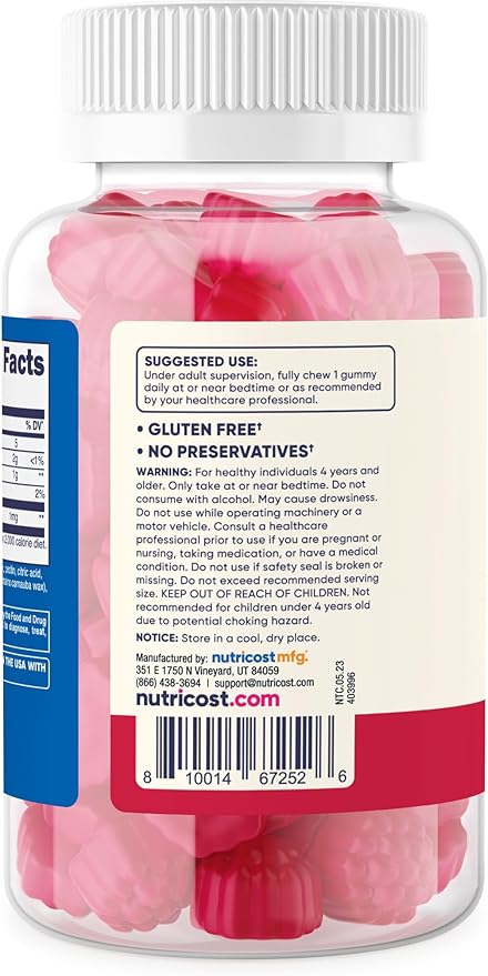 Nutricost Kids Melatonin Gummies 1mg, 120 Gummies, Strawberry Flavored