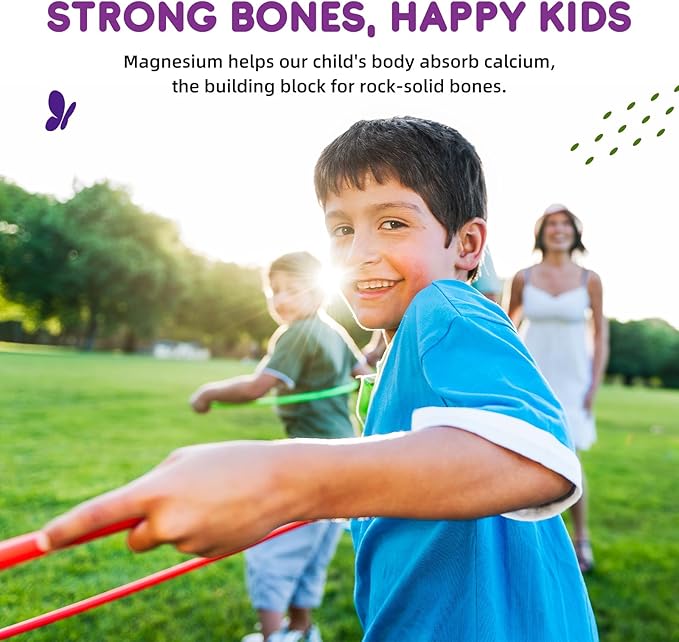 Kids Magnesium Glycinate Gummies - Magnesium Supplement Gummies with L-Theanine, Chamomile, Licorice, Vitamin B6, D for Kids & Adults Sleep, Stress, Muscle Relief & Nerve Bone - Sugar Free Grape 60ct