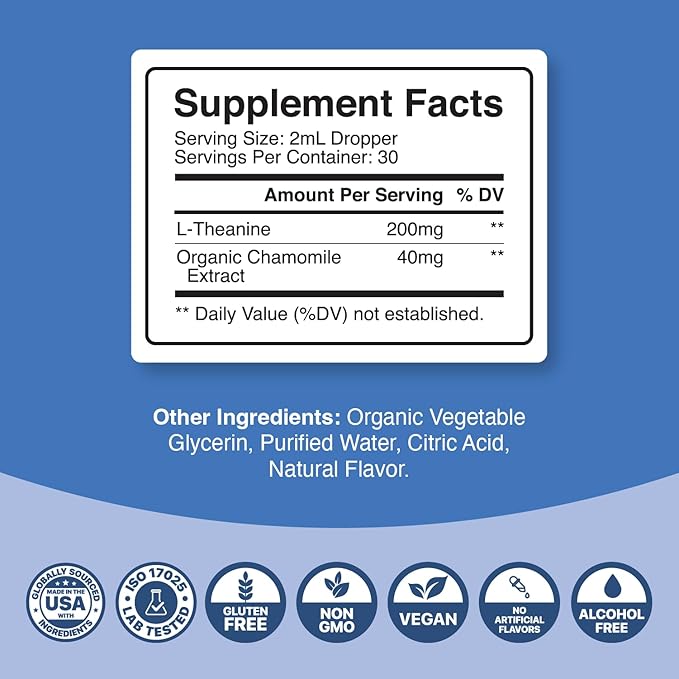 Phytoral Potent L-Theanine Liquid Drops - High Absorption L-Theanine for Kids & Adults Calm & Relaxation Support - Premium Quality Drops Ideal for Children and Adults Liquid 30 Servings