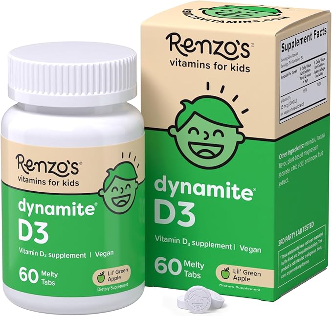 Renzo's Vitamins Mighty Kid Bundle - Iron Supplements for Kids, Vitamin D3 for Kids, and Bright & Brainy Vitamin B6