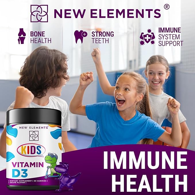Vitamin D3 Gummies 2000 IU for Kids Sugar Free | Natural Vitamin D Chewable Gummy Supplement for Healthy Bones, Mood, & Immune Support | Vegan, Gluten-Free, Non-GMO, Natural Grape Flavor