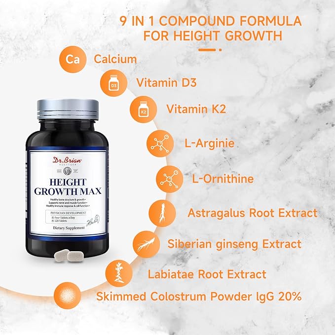 Height Growth Maximizer - Growth Vitamins for Teens Height Bone Strength & Grow Taller Naturally, Kids Vitamins GMO-Free, Ages 10+, 120 Tablets