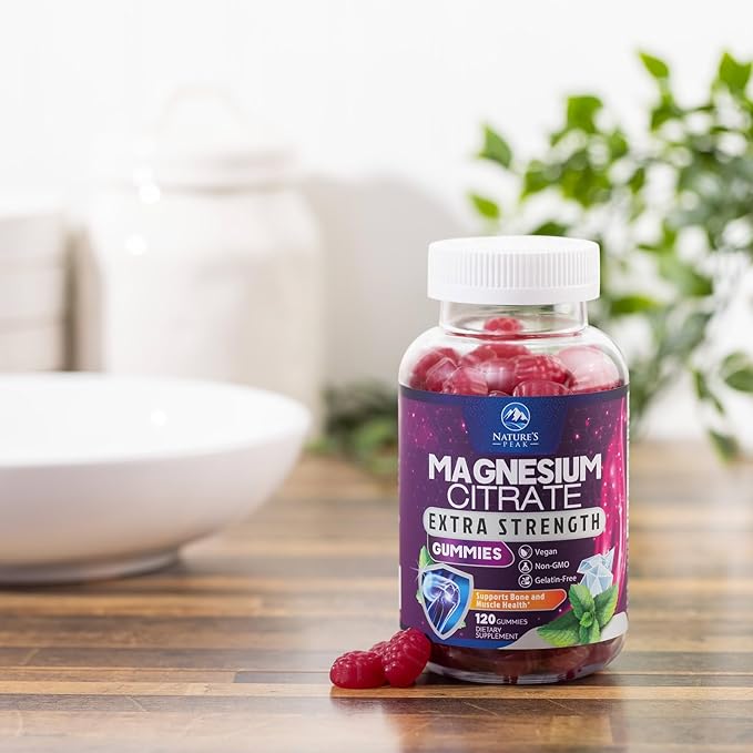 Magnesium Citrate Supplement Gummies - High Absorption Magnesium Gummy for Adults & Kids, Magnesio Citrate Supplements for Bone, Muscle Health, Heart Support, Vegan, Gluten Free, Non-GMO - 120 Gummies