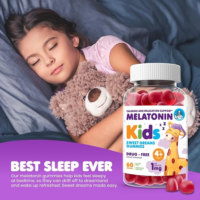 DR. MORITZ Melatonin Gummies for Kids and Adults - Chewable 1mg Kids Melatonin Gummy - Strawberry Flavor - Sleep Support - Gluten-Free and Vegetarian (120 Count)
