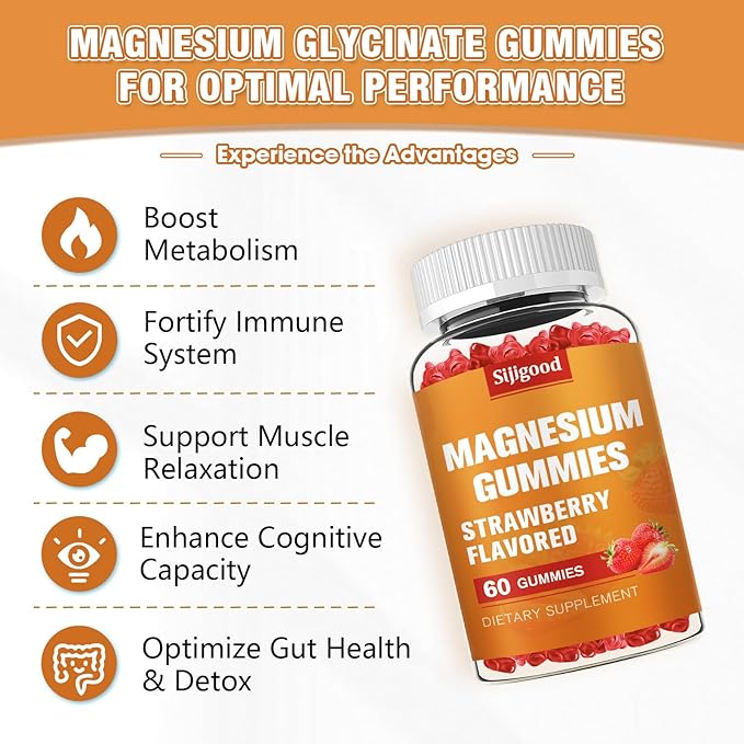 2 Pack High Absorption Magnesium Glycinate Gummies, Magnesium Gummies for Women, Men and Kids, Promotes Healthy Relaxation, zzZ, Muscle, Bone & Energy