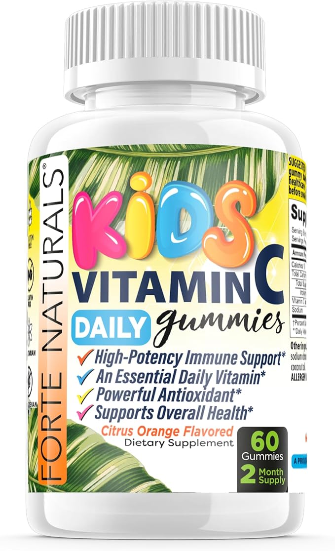 Kids Vitamin C Gummies Chewable for Immune Defense Children’s Daily Gummy Gluten Free Supplement Vitamins for Kids Made in USA