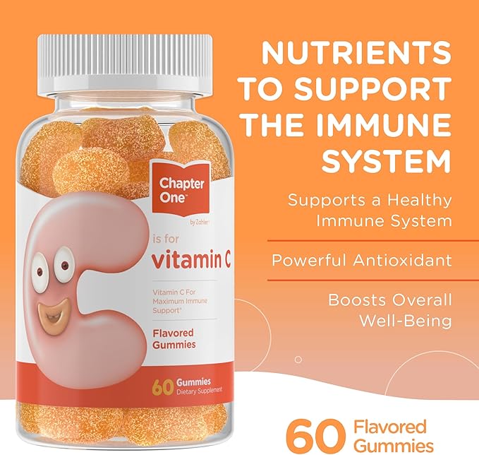 Zahler - Chapter One Vitamin C Gummies for Adults & Kids 125 mg (60 Flavored Gummies) Certified Kosher Gummy Vitamins C Chewable Vitamin Gummies - Chewable Vitamin C Gummy - Vitamin C Gummies Kids